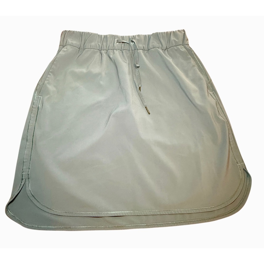 Lululemon On The Fly Skirt Womens Sz 10 Gray Drawstring Pockets